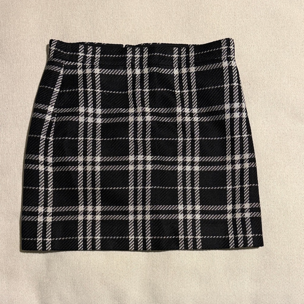 J. Crew Black and White Checkered Mini Skirt